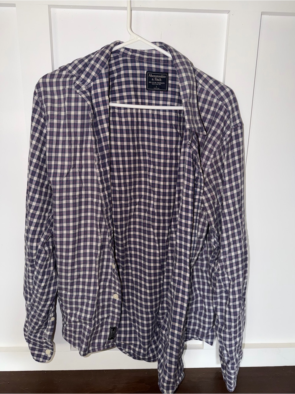 Abercrombie & Fitch Navy and White Check Flannel Shirt